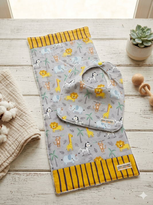 Baby bib & burp cloth set