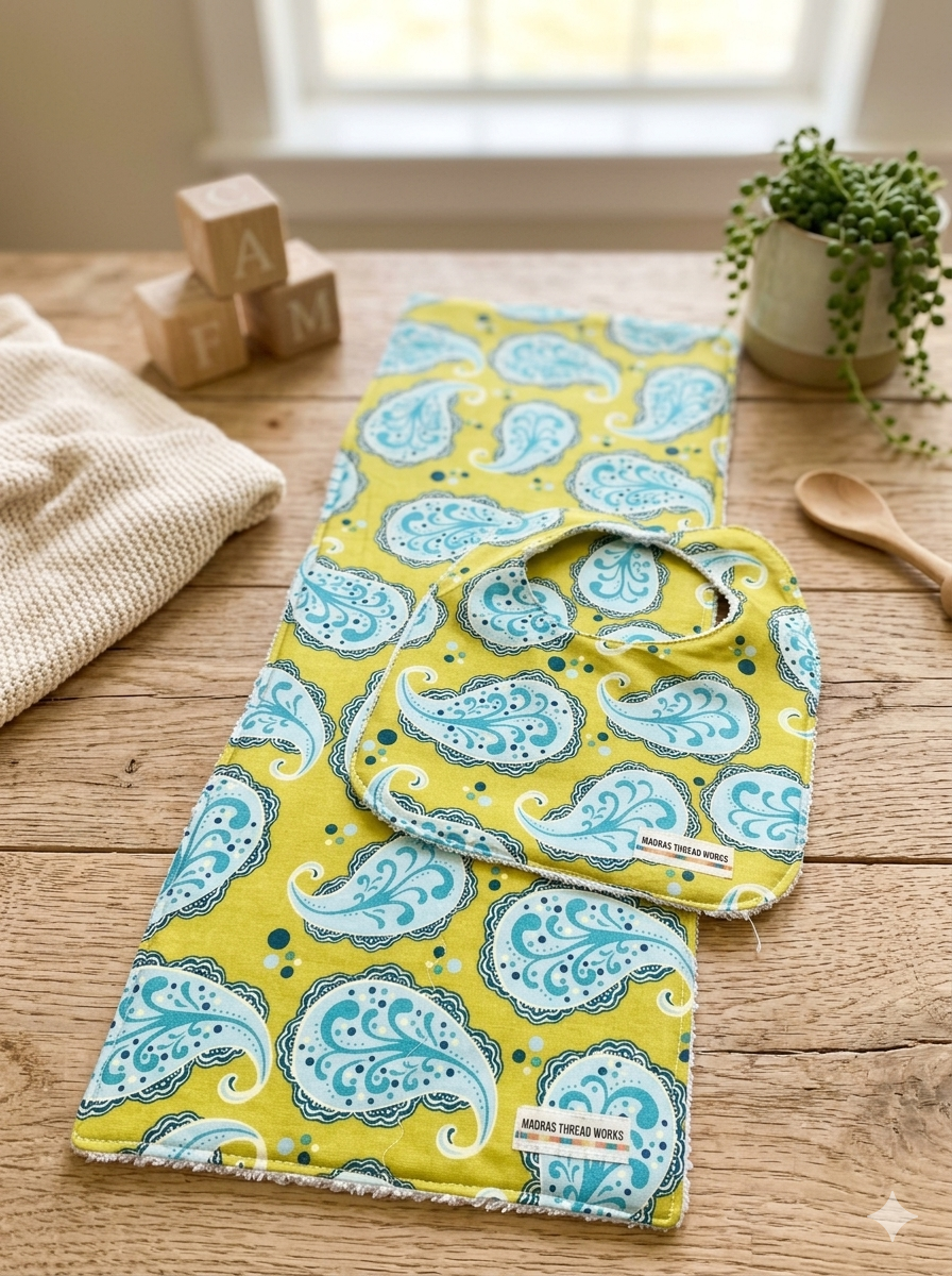 Baby bib & burp cloth set