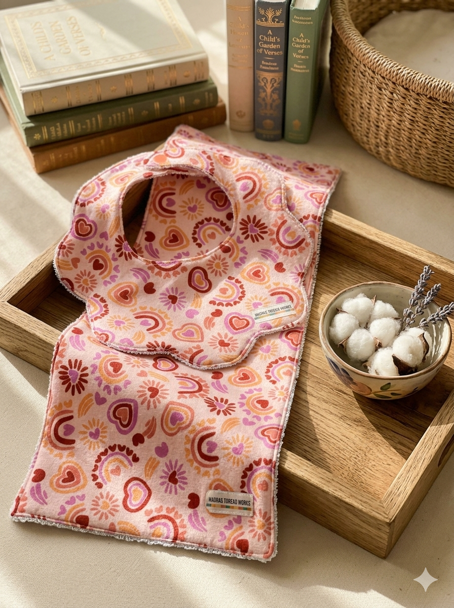 Baby bib & burp cloth set