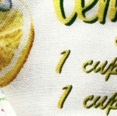 Fabric pattern with text for a recipe on a white background